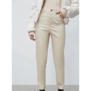 Zara Beige Faux Leather Pants